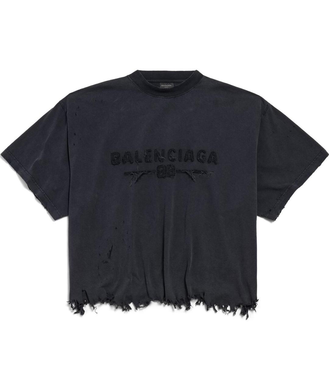 BALENCIAGA Черная хлопковая футболка, фото 1