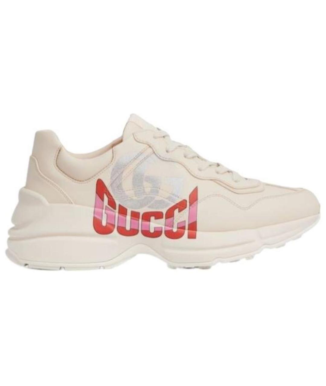 GUCCI Белые кожаные кроссовки, фото 1