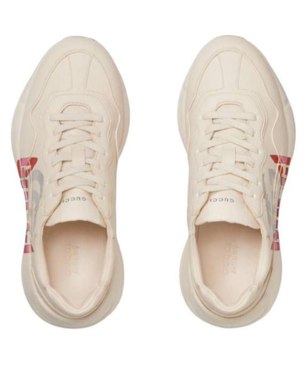 GUCCI Белые кожаные кроссовки, фото 4