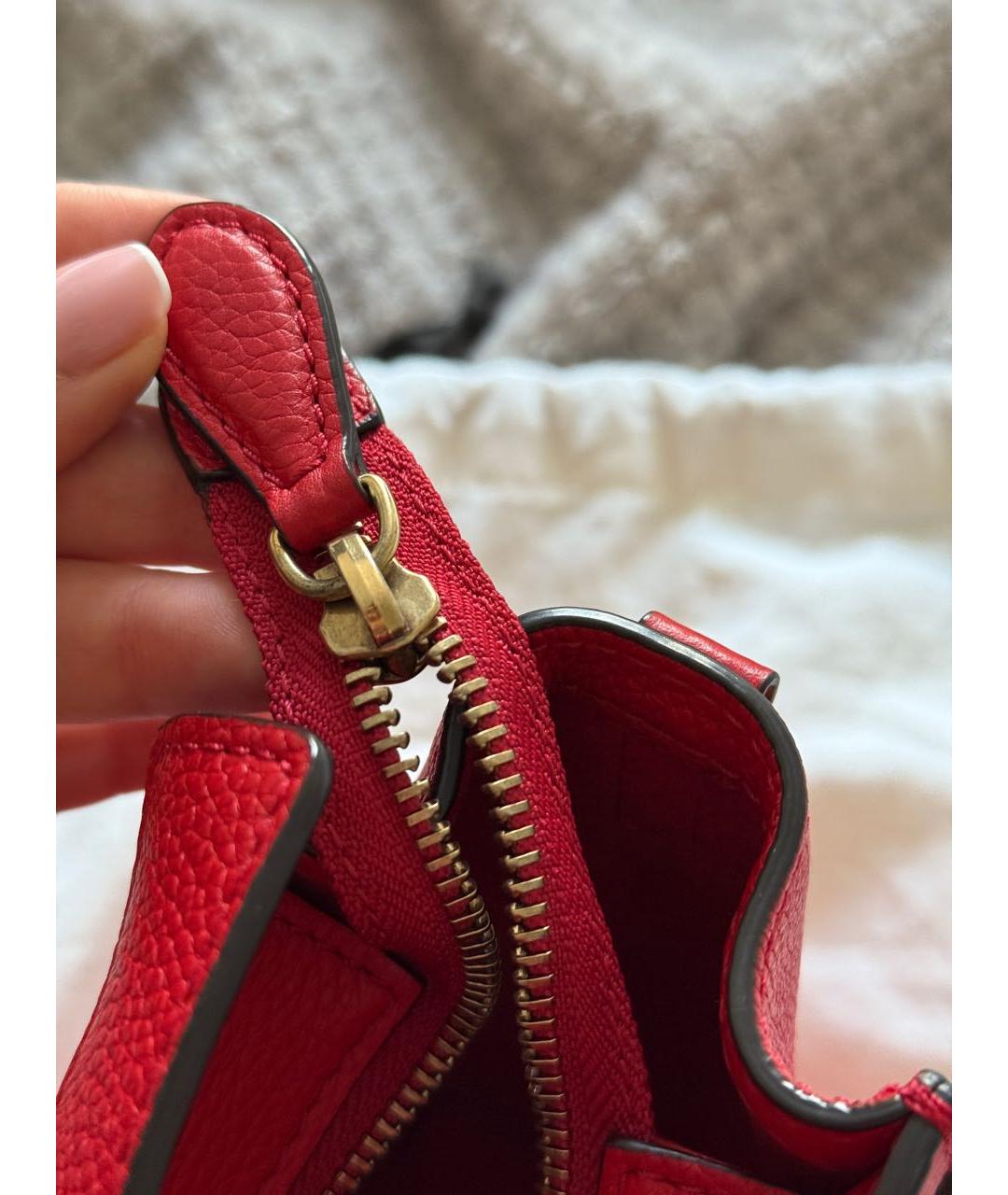 CELINE Красная кожаная сумка с короткими ручками, фото 6