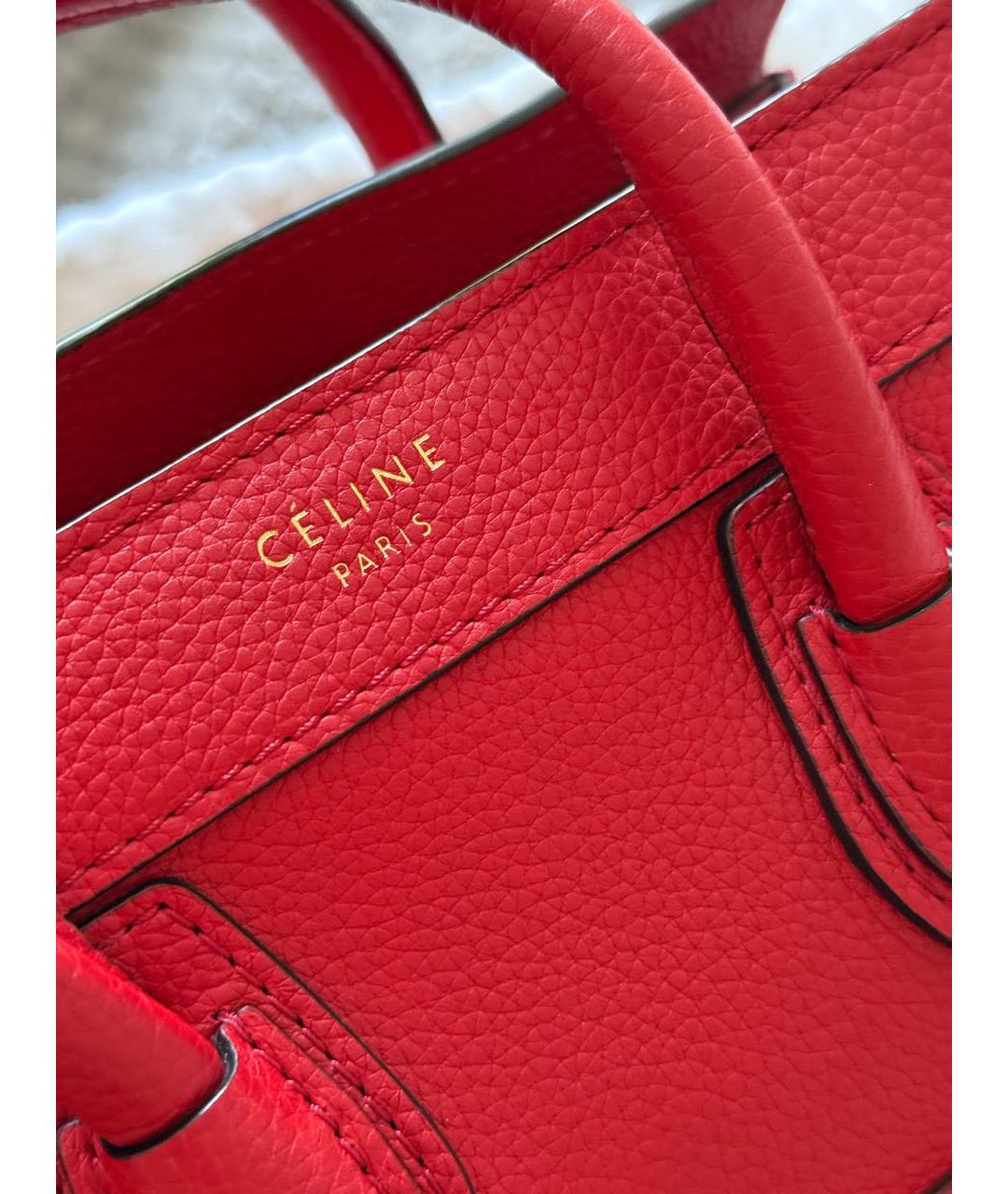 CELINE Красная кожаная сумка с короткими ручками, фото 3