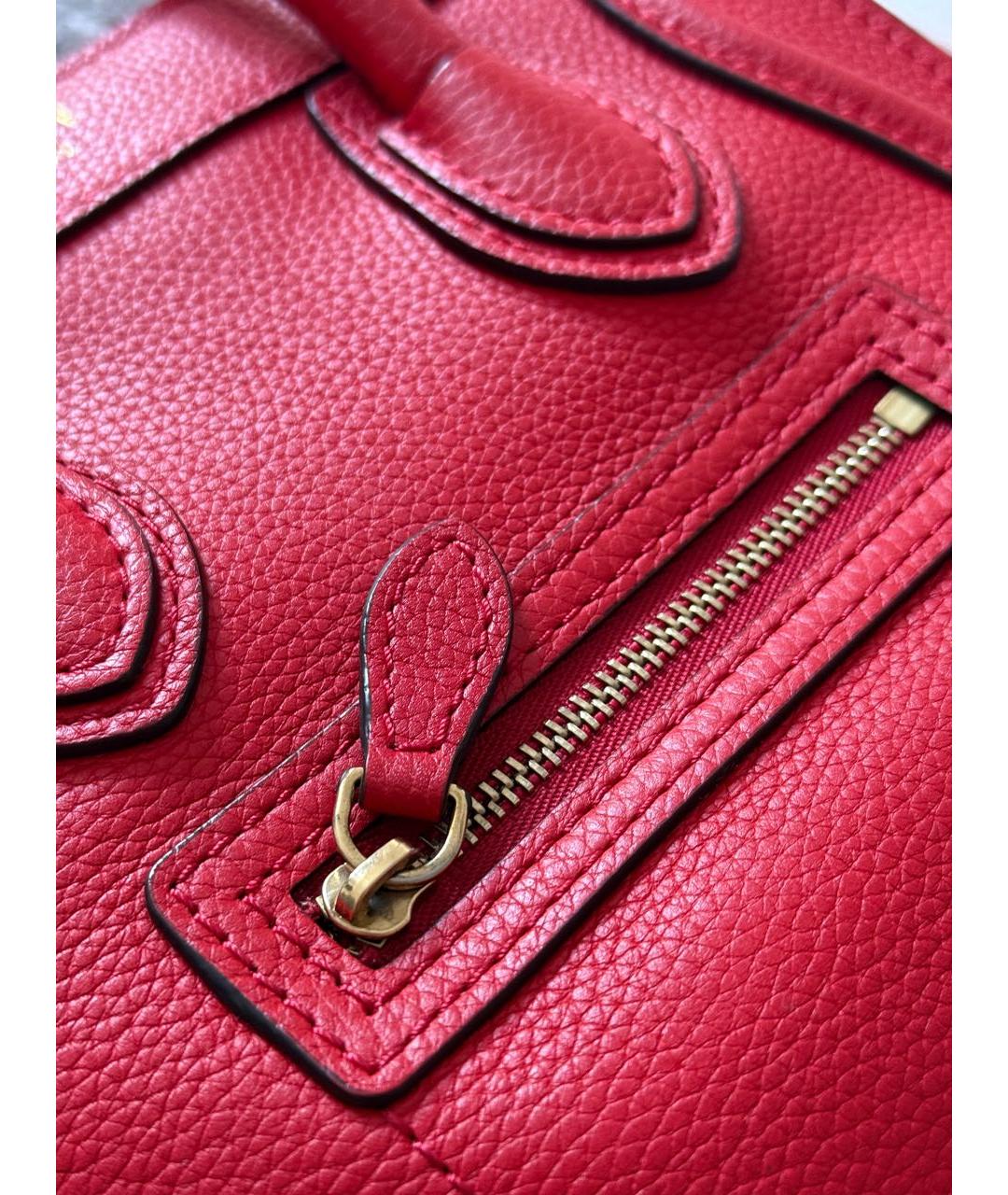 CELINE Красная кожаная сумка с короткими ручками, фото 2