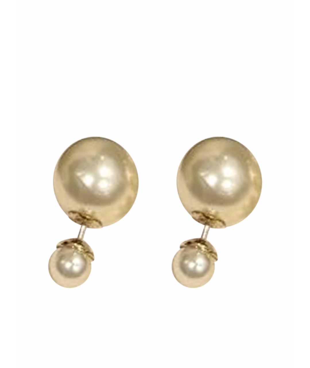 CHRISTIAN DIOR Белые позолоченные серьги, фото 1