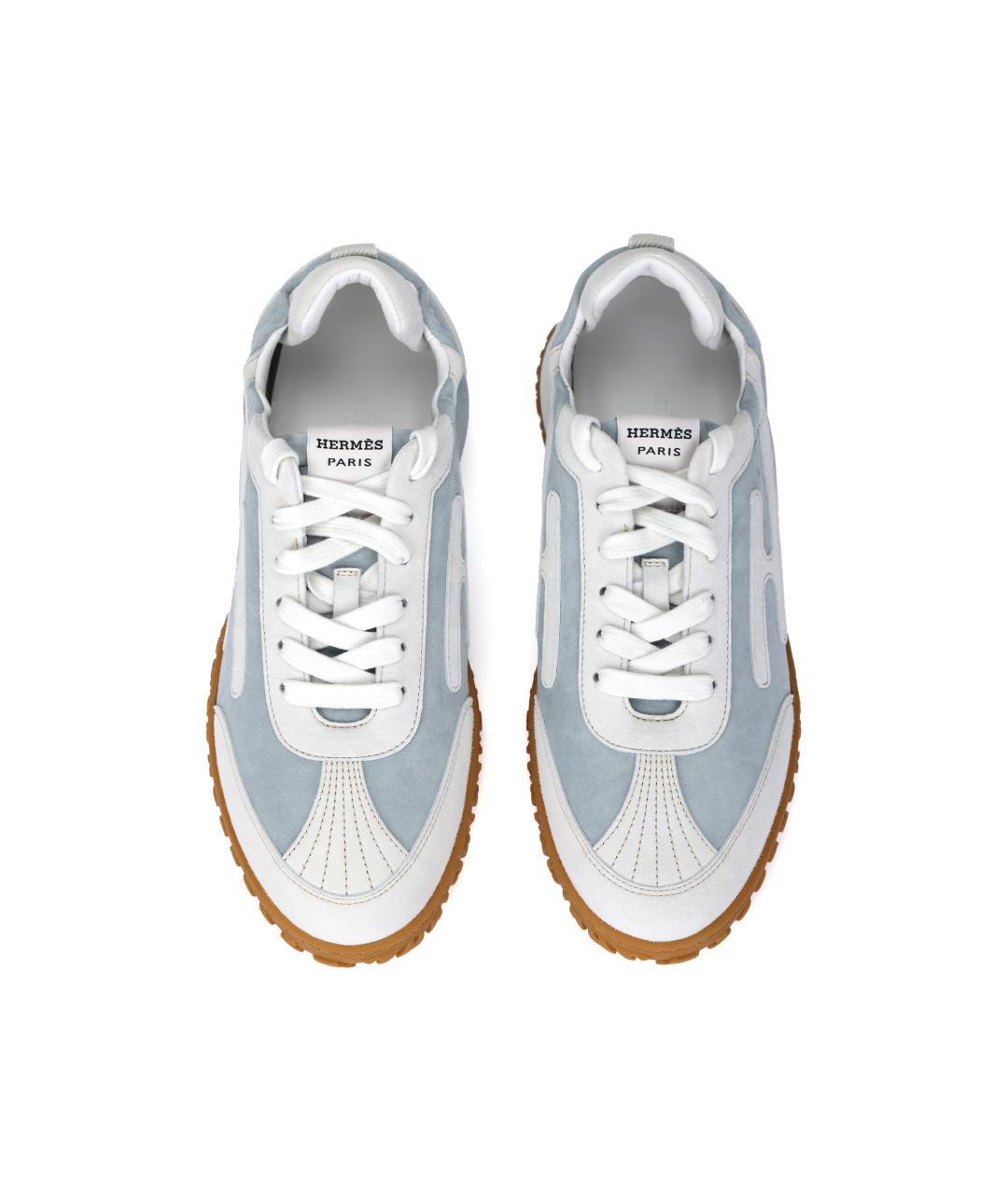 HERMES Белые кожаные кеды, фото 3