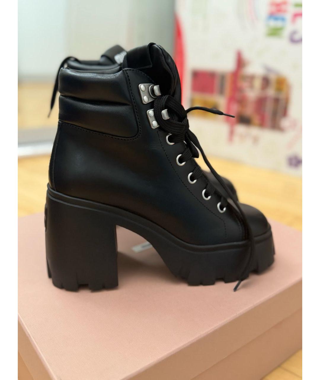MIU MIU Черные кожаные ботинки, фото 9