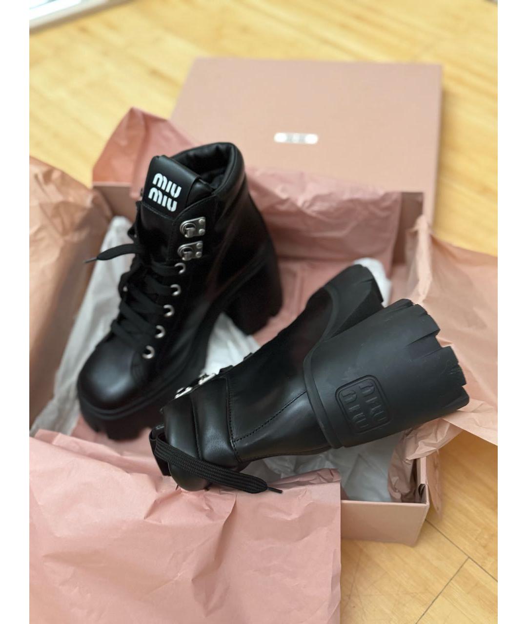 MIU MIU Черные кожаные ботинки, фото 3