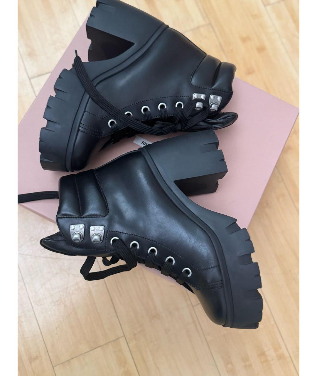 MIU MIU Черные кожаные ботинки, фото 8