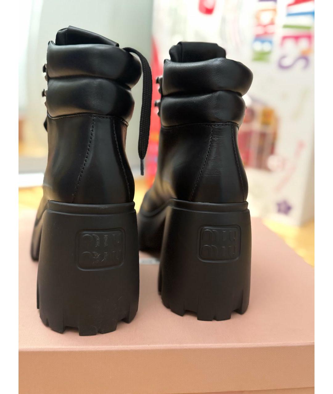 MIU MIU Черные кожаные ботинки, фото 6