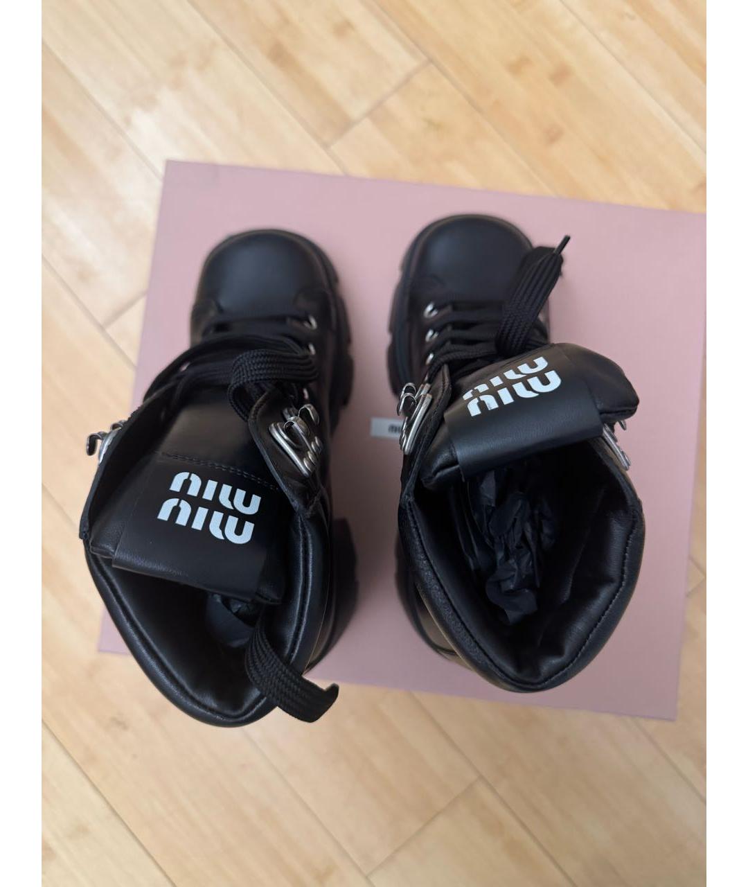 MIU MIU Черные кожаные ботинки, фото 4