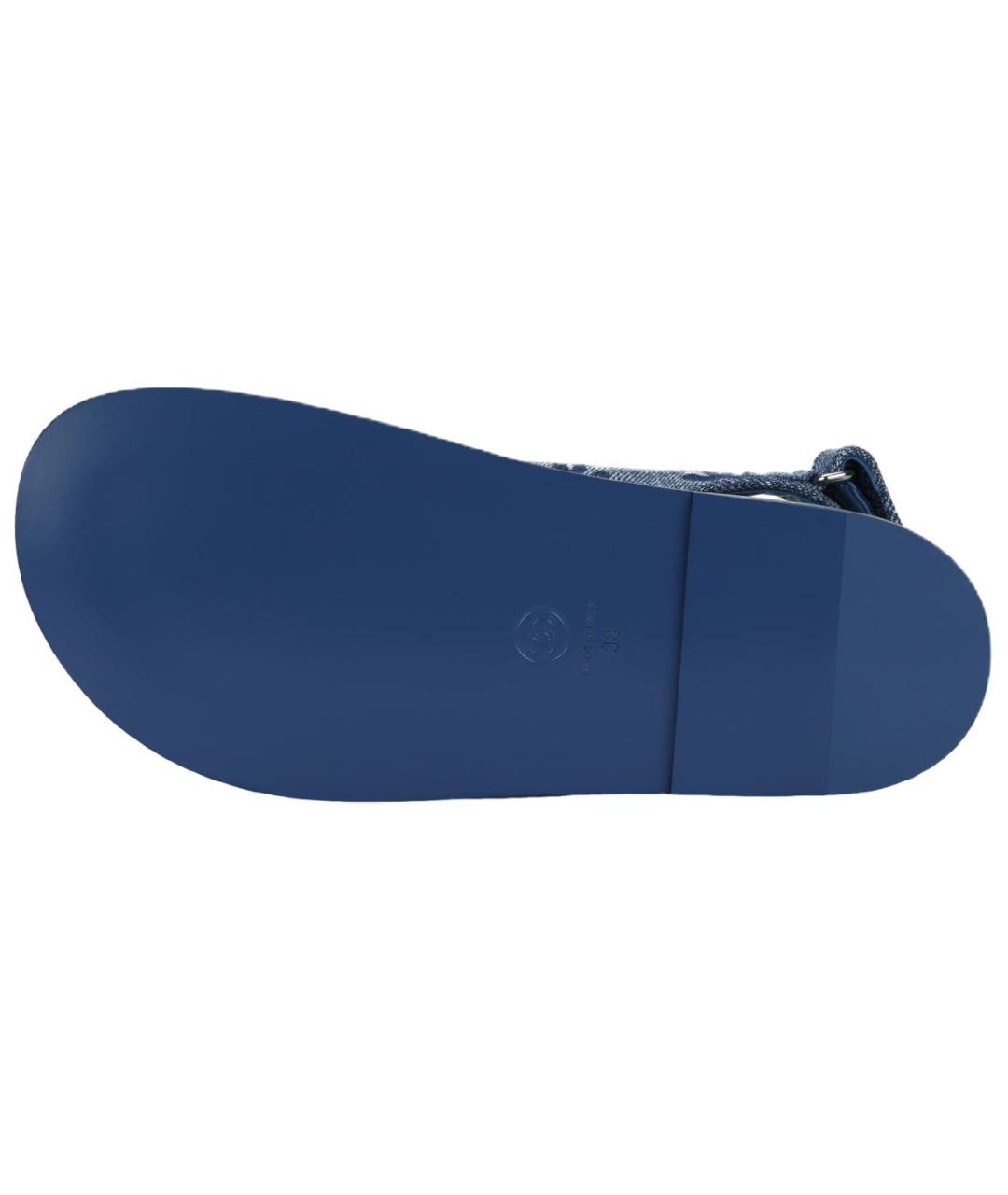 CHANEL Синие текстильные сандалии, фото 5