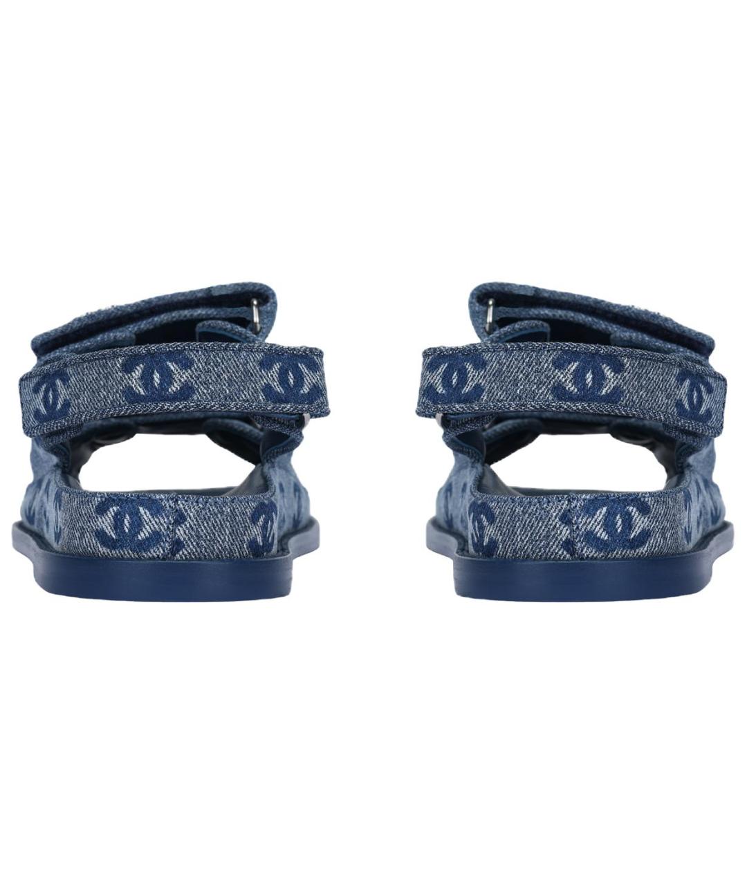 CHANEL Синие текстильные сандалии, фото 4