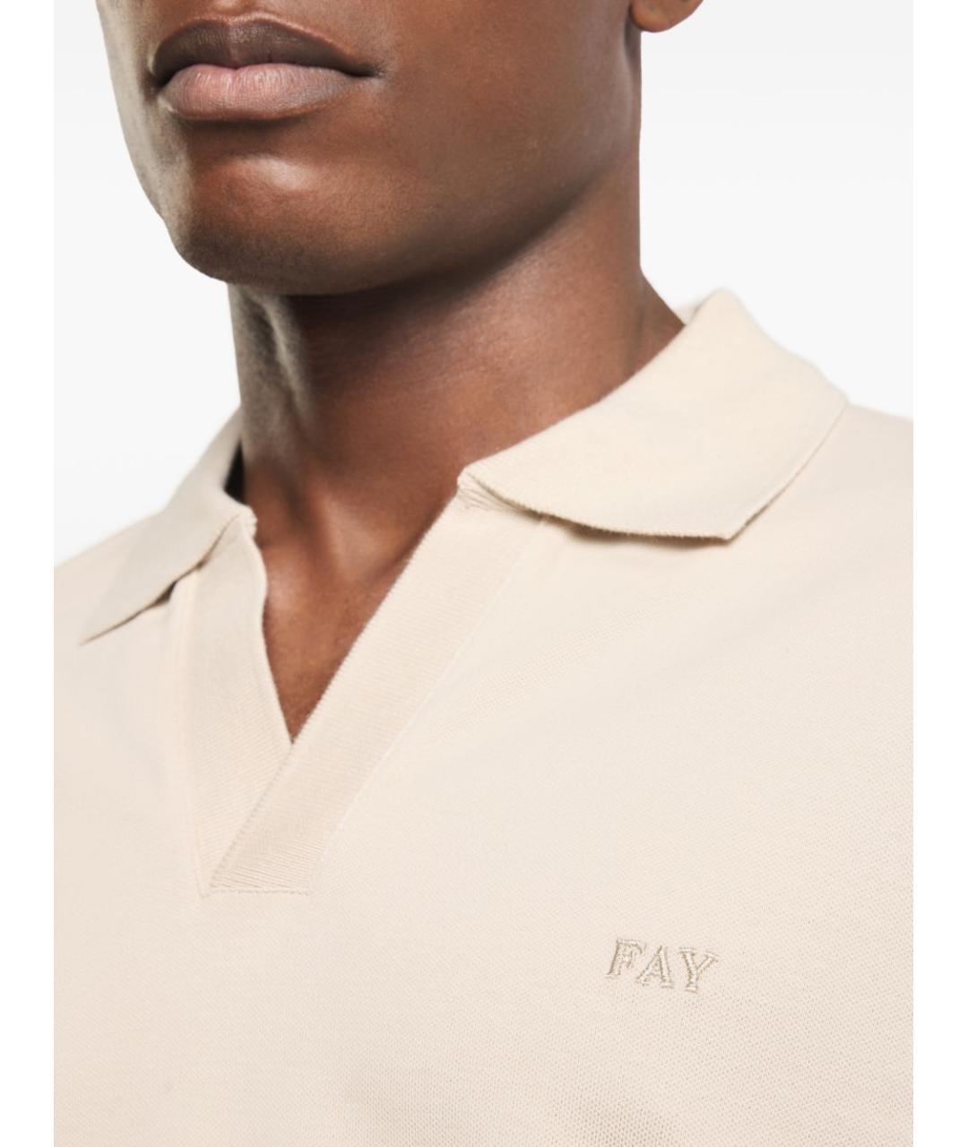 FAY Бежевое хлопковое поло с коротким рукавом, фото 2
