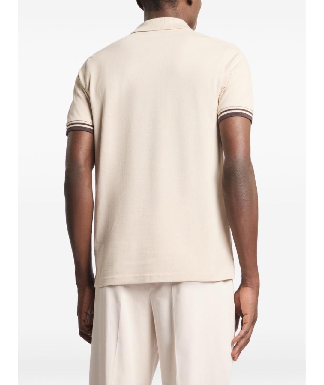 FAY Бежевое хлопковое поло с коротким рукавом, фото 3