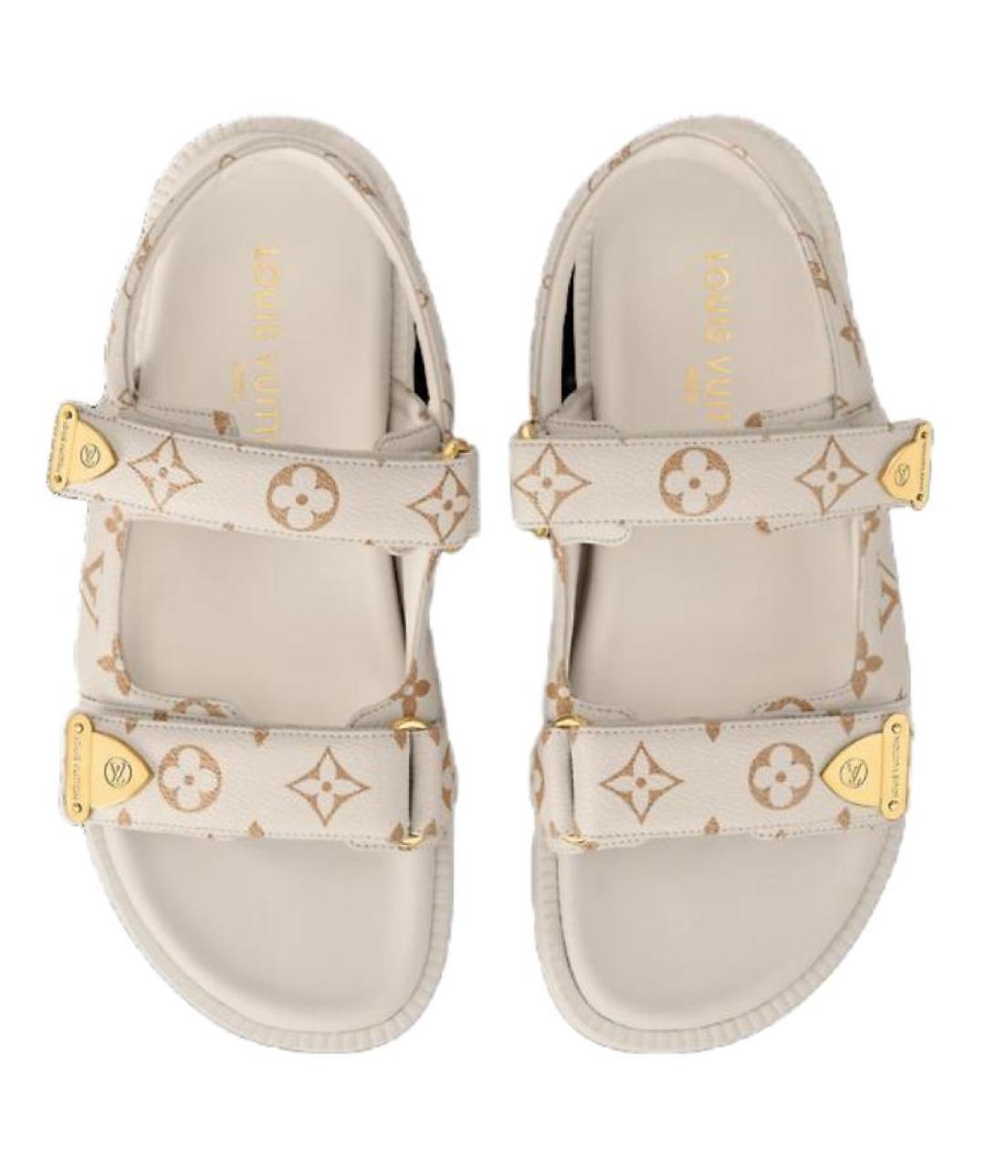 LOUIS VUITTON Белые кожаные сандалии, фото 4