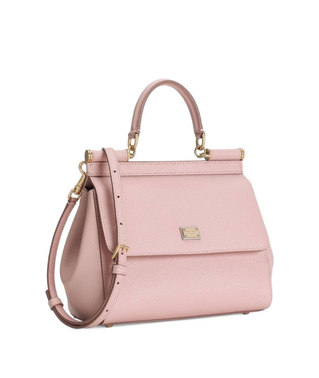 DOLCE&GABBANA Розовая кожаная сумка тоут, фото 3