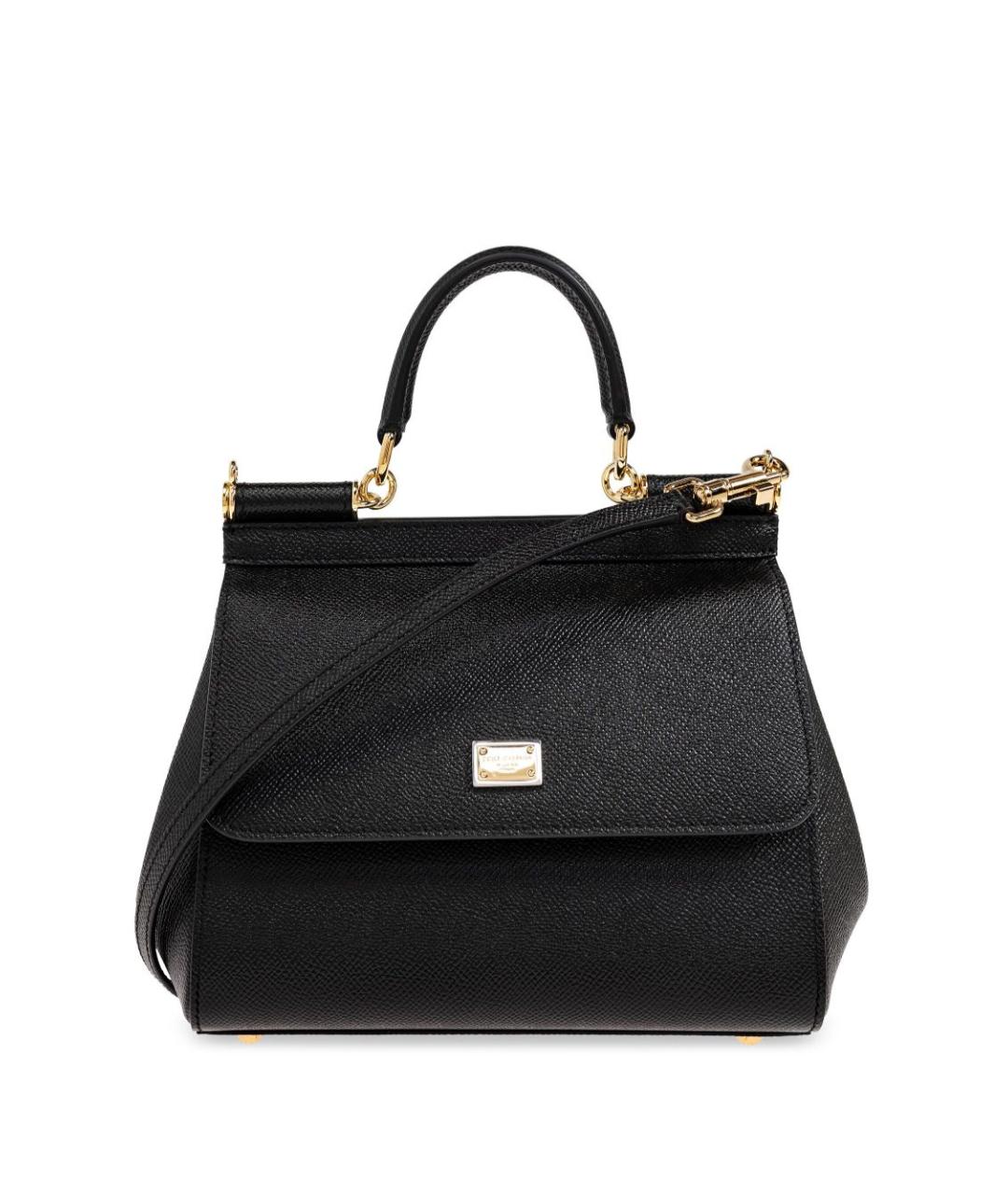 DOLCE&GABBANA Черная кожаная сумка тоут, фото 1