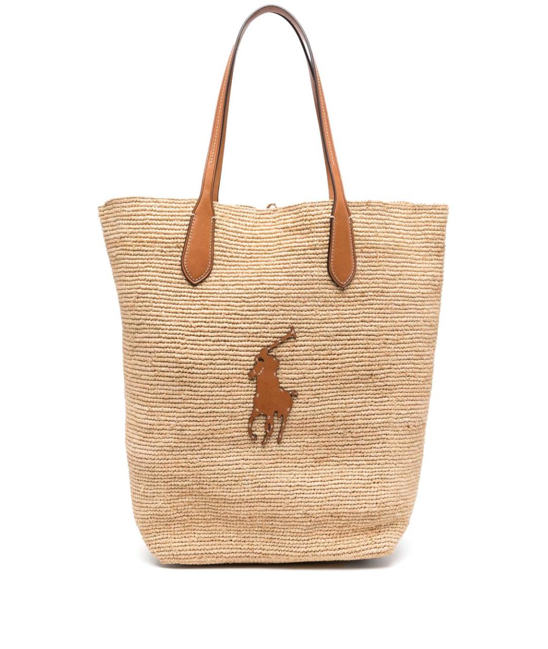 POLO RALPH LAUREN Бежевая пелетеная сумка тоут, фото 1