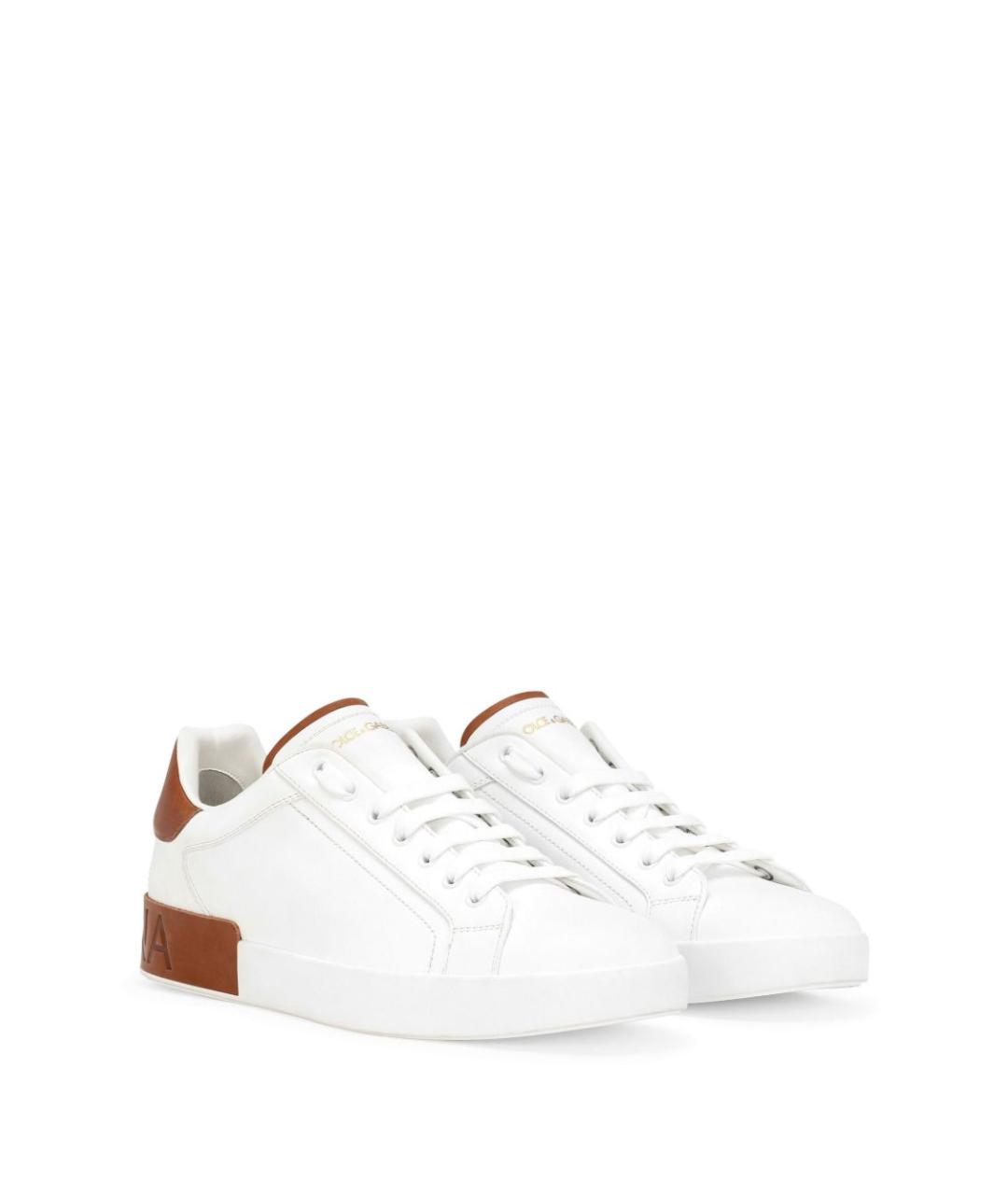 DOLCE&GABBANA Белые кожаные низкие кроссовки / кеды, фото 3