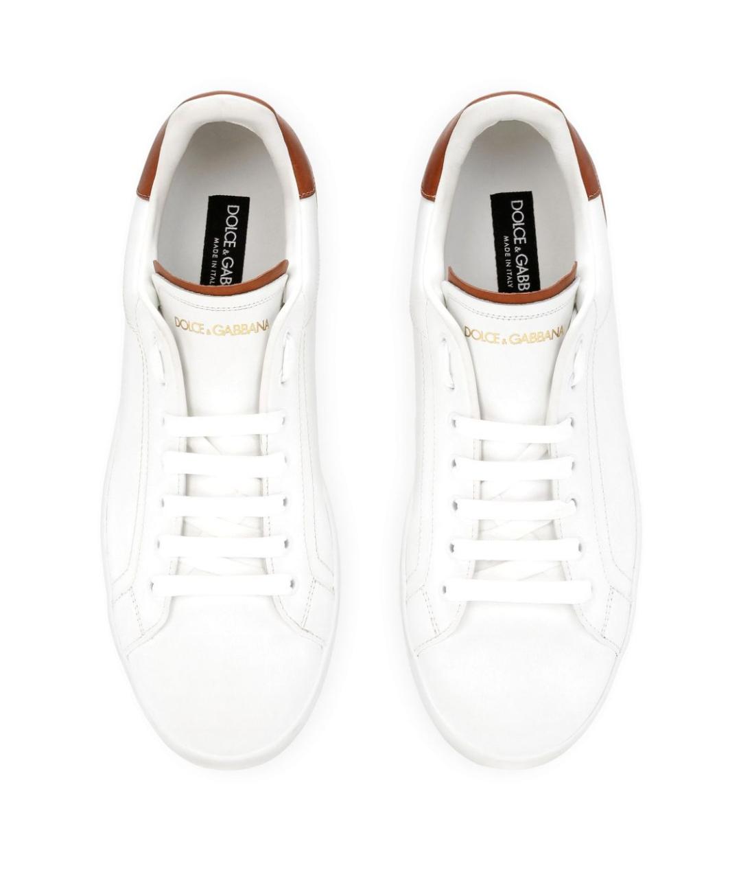 DOLCE&GABBANA Белые кожаные низкие кроссовки / кеды, фото 4