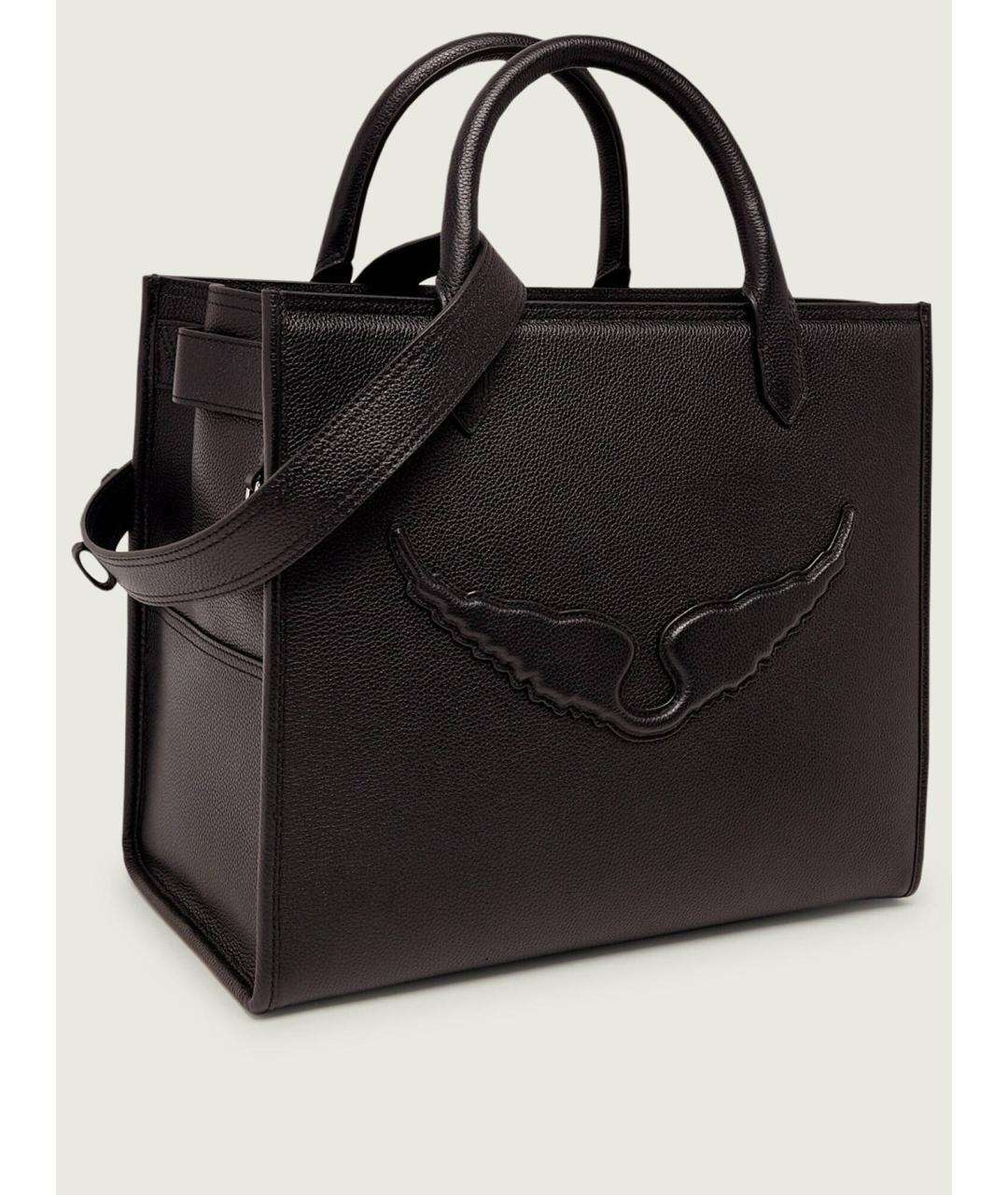 ZADIG & VOLTAIRE Черная кожаная сумка тоут, фото 4