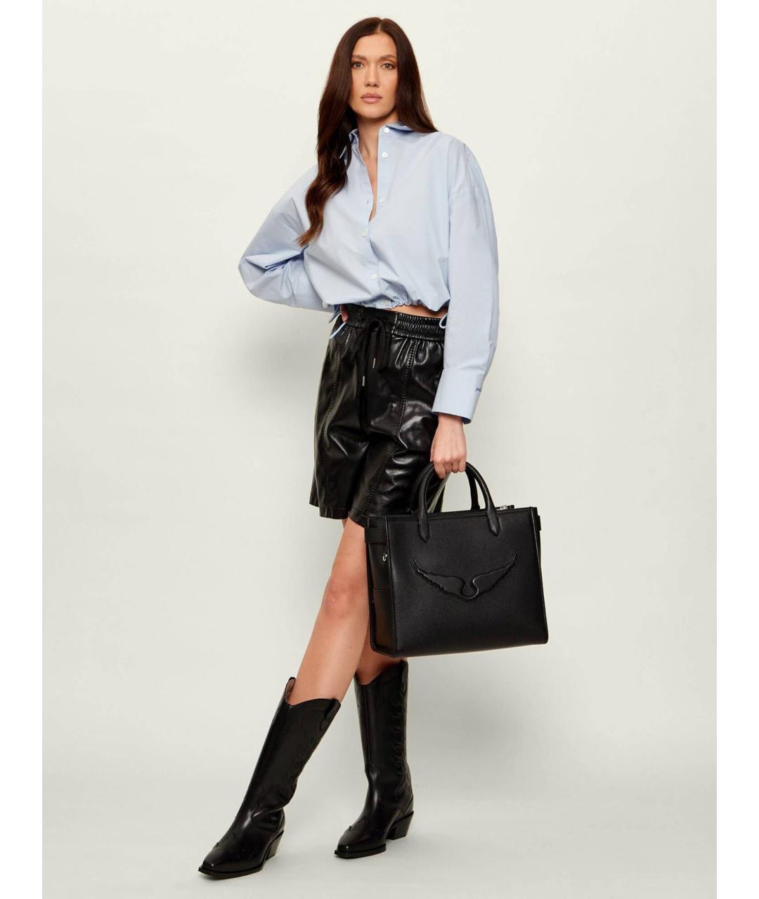 ZADIG & VOLTAIRE Черная кожаная сумка тоут, фото 2