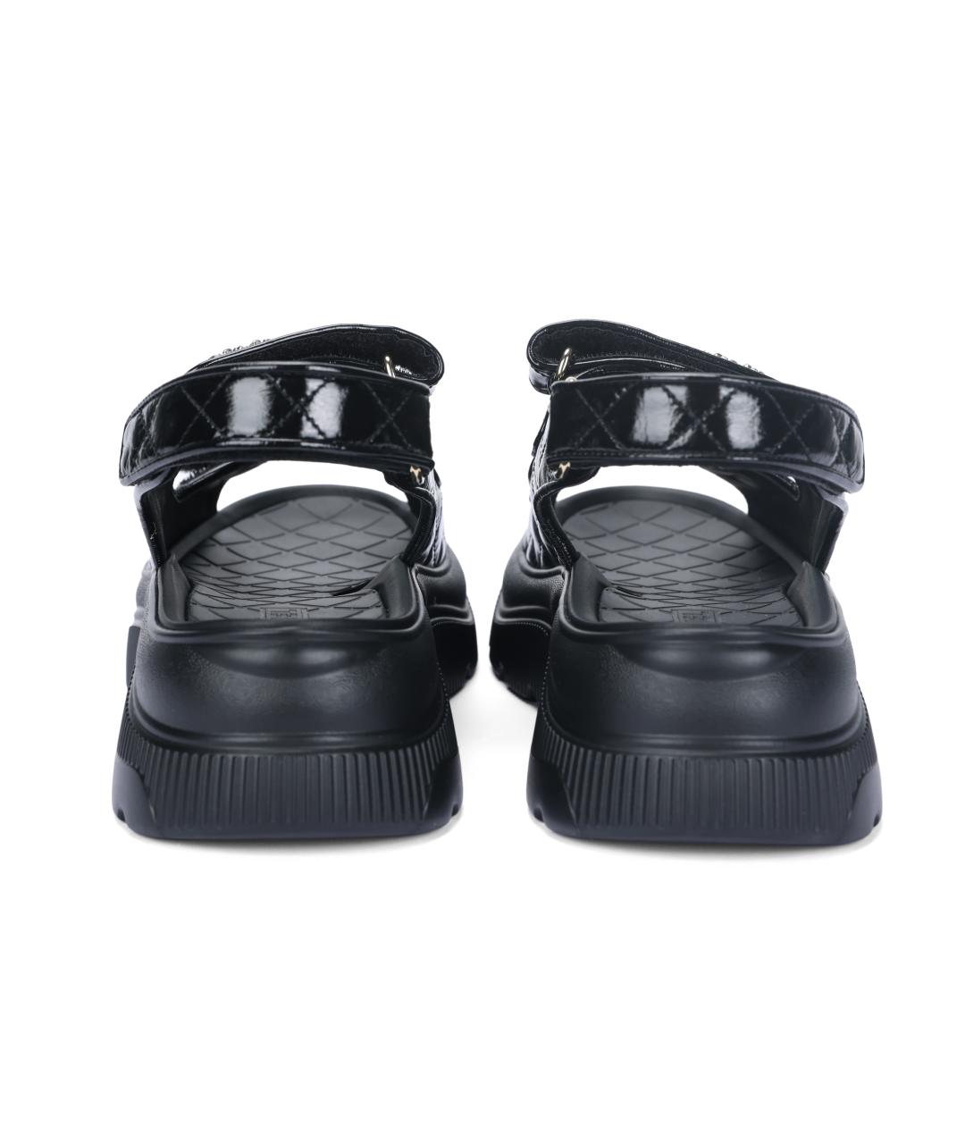 CHANEL Черные кожаные сандалии, фото 4