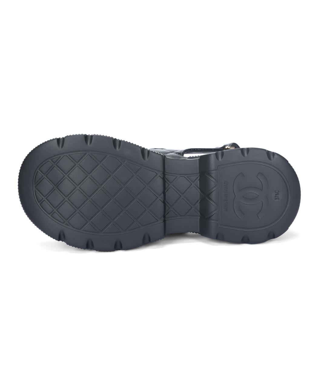 CHANEL Черные кожаные сандалии, фото 5