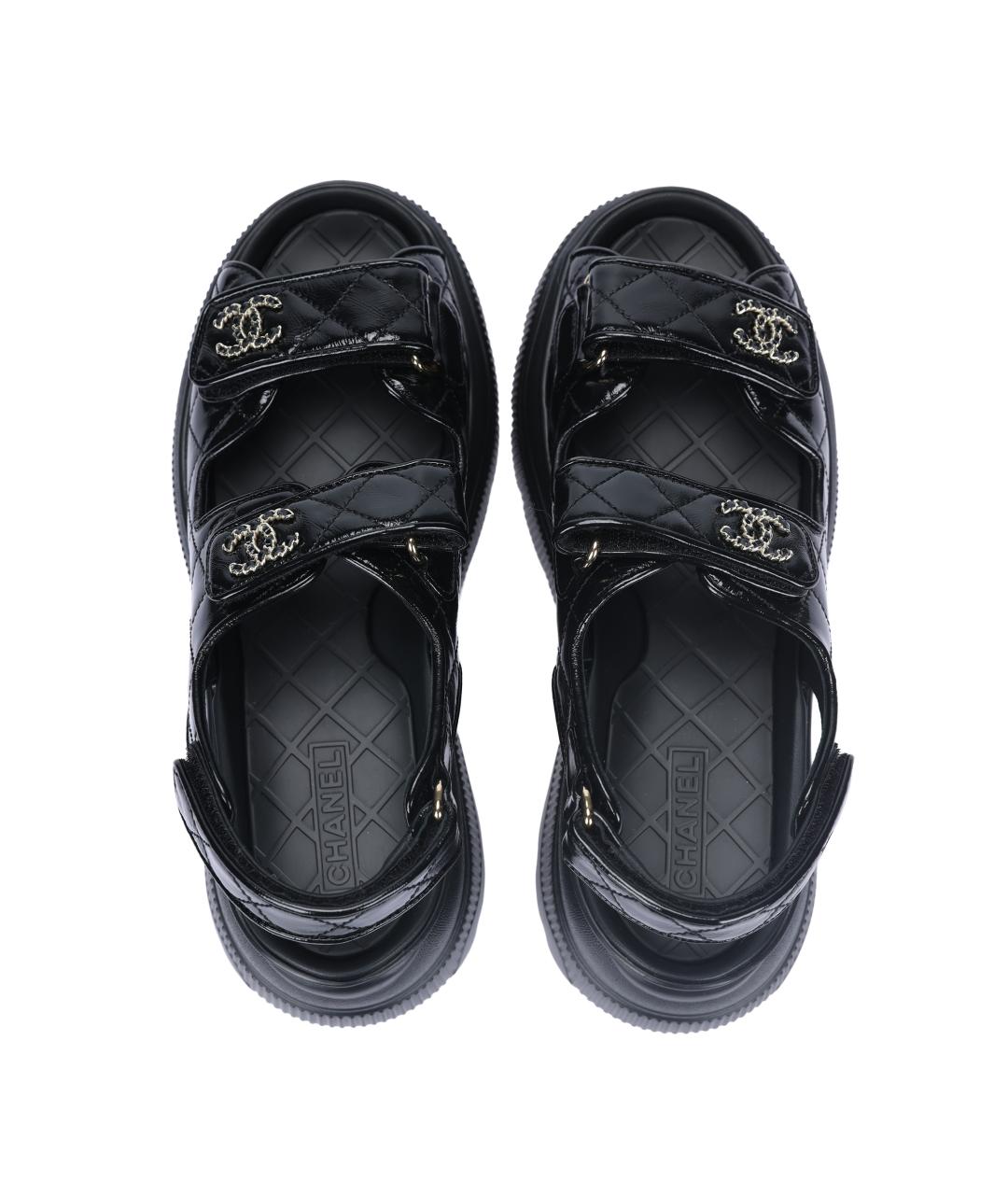 CHANEL Черные кожаные сандалии, фото 3