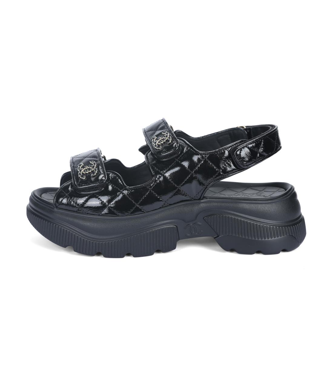 CHANEL Черные кожаные сандалии, фото 2