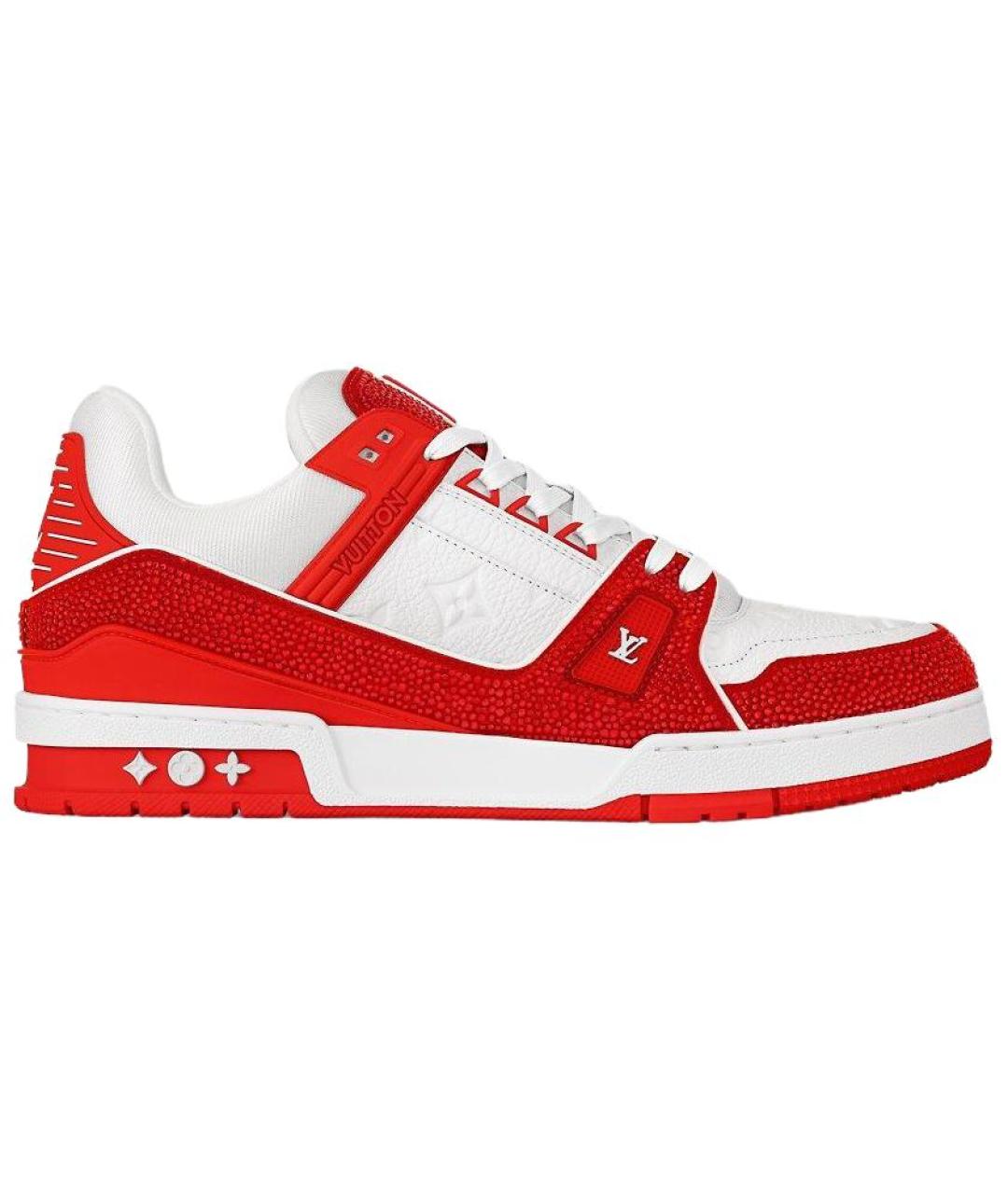 LOUIS VUITTON Красные кожаные низкие кроссовки / кеды, фото 1
