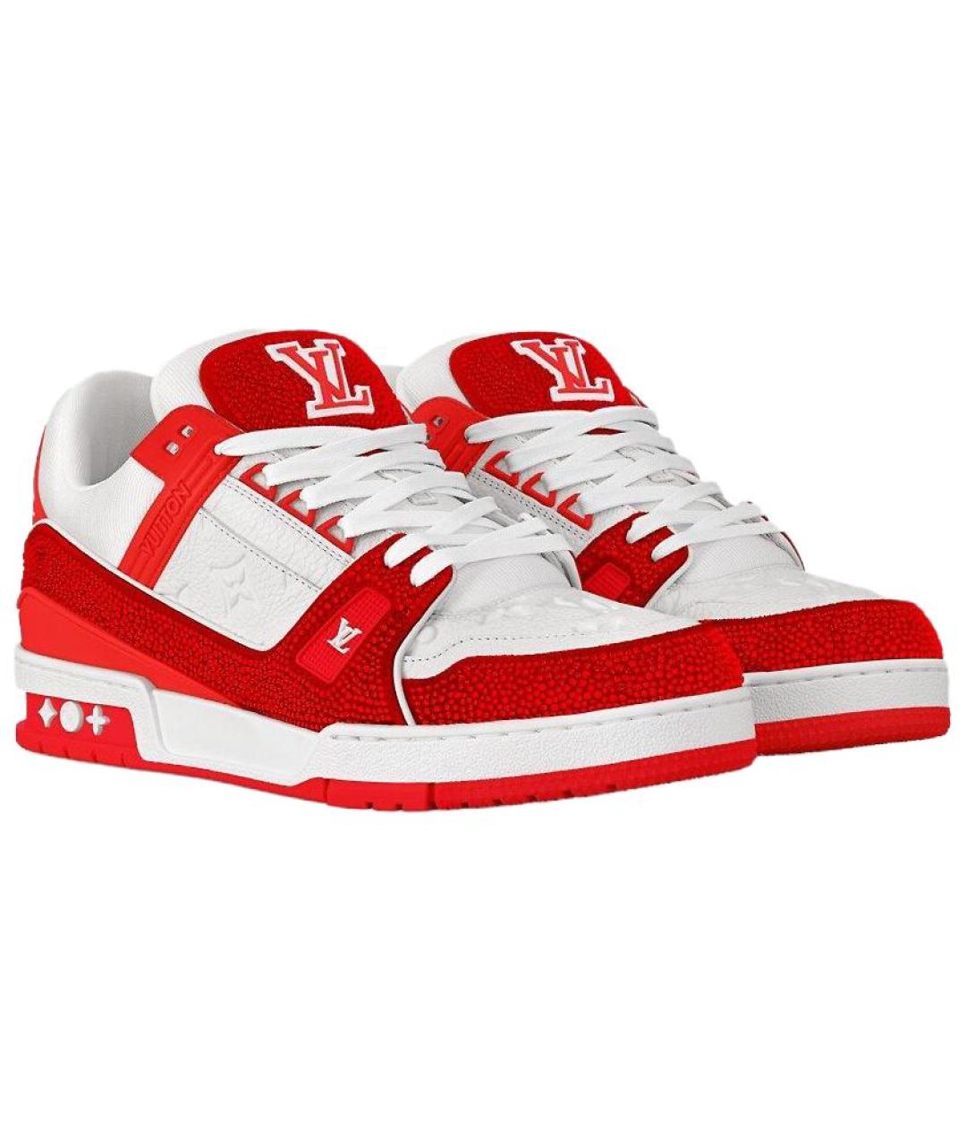 LOUIS VUITTON Красные кожаные низкие кроссовки / кеды, фото 3