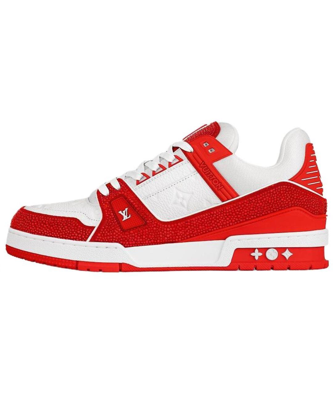 LOUIS VUITTON Красные кожаные низкие кроссовки / кеды, фото 2