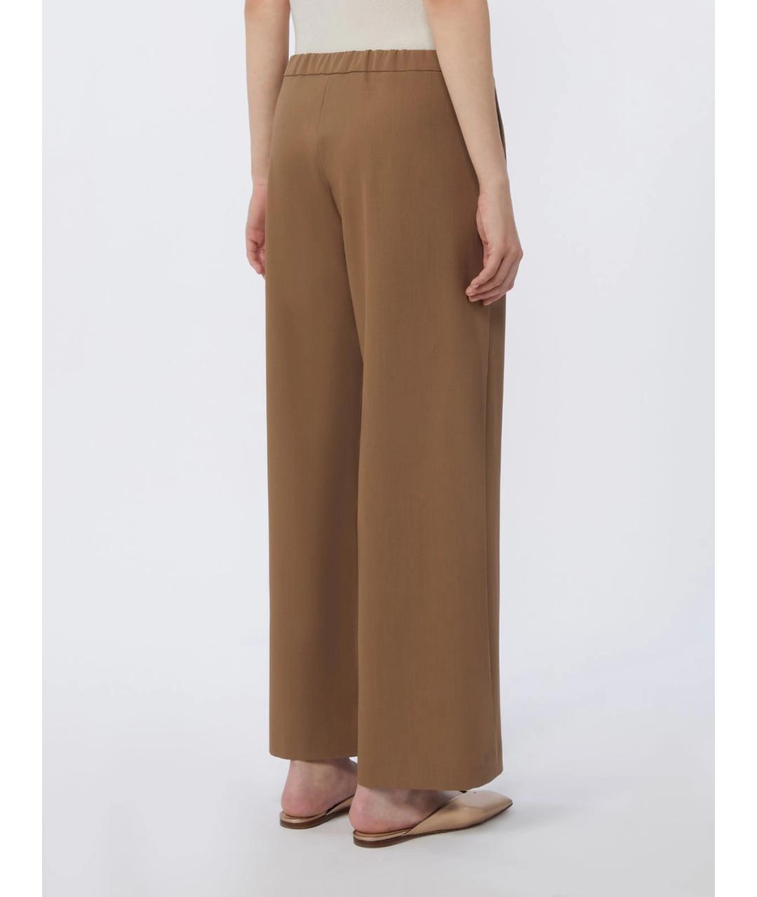 'S MAX MARA Коричневые шерстяные прямые брюки, фото 4