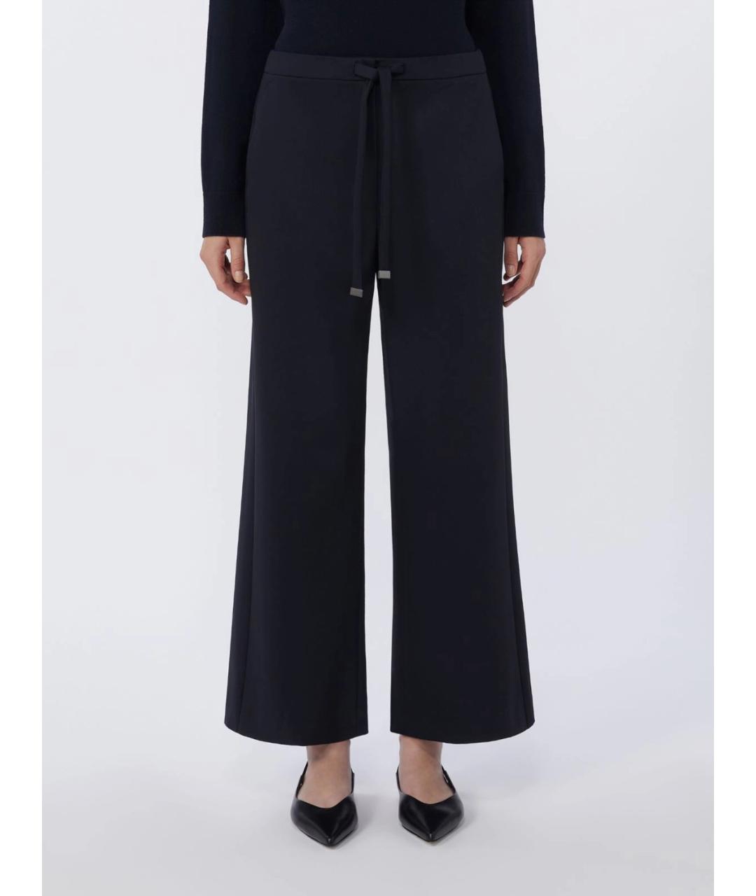 'S MAX MARA Темно-синие шерстяные прямые брюки, фото 3