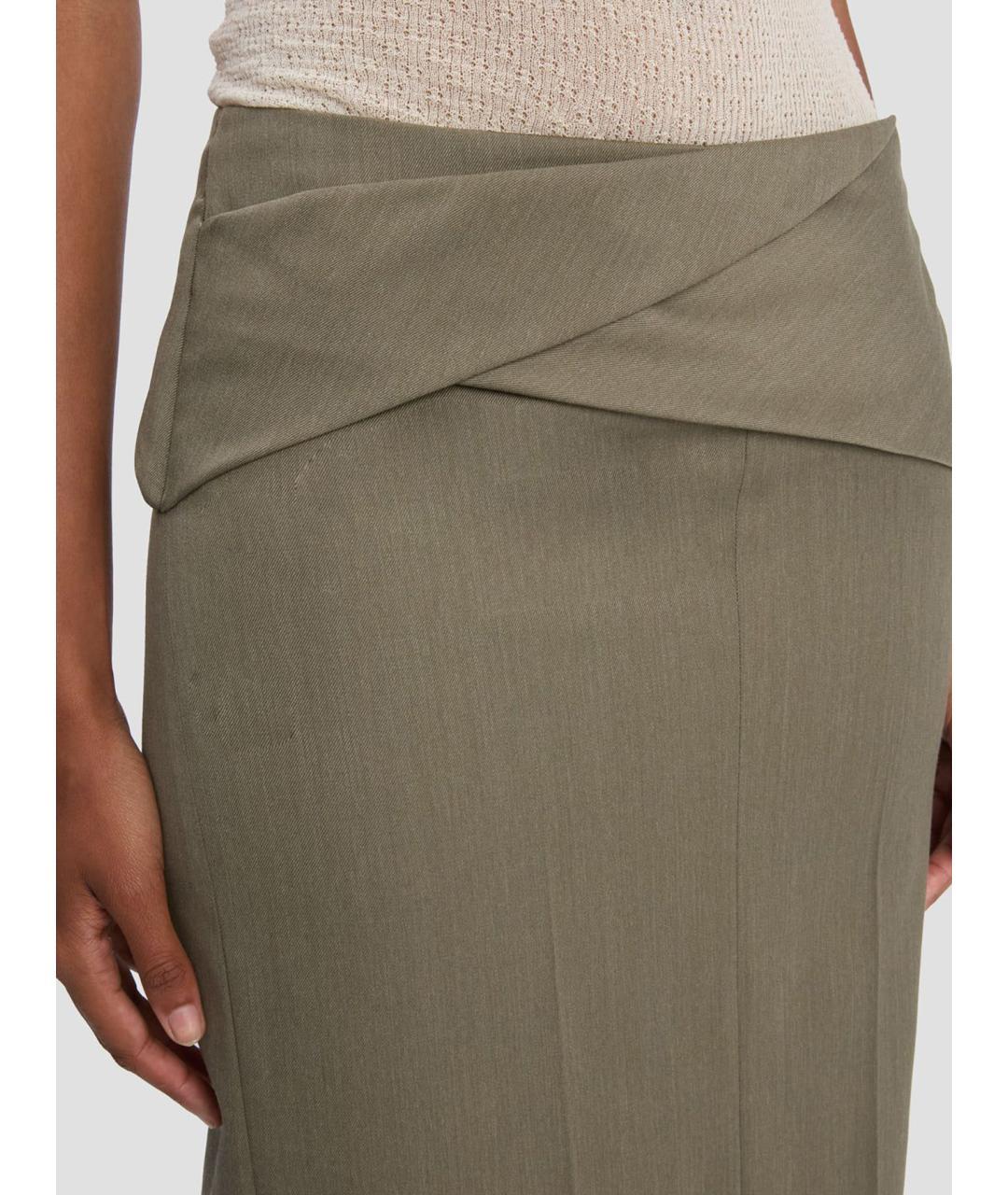 VICTORIA BECKHAM Зеленая шерстяная юбка миди, фото 5