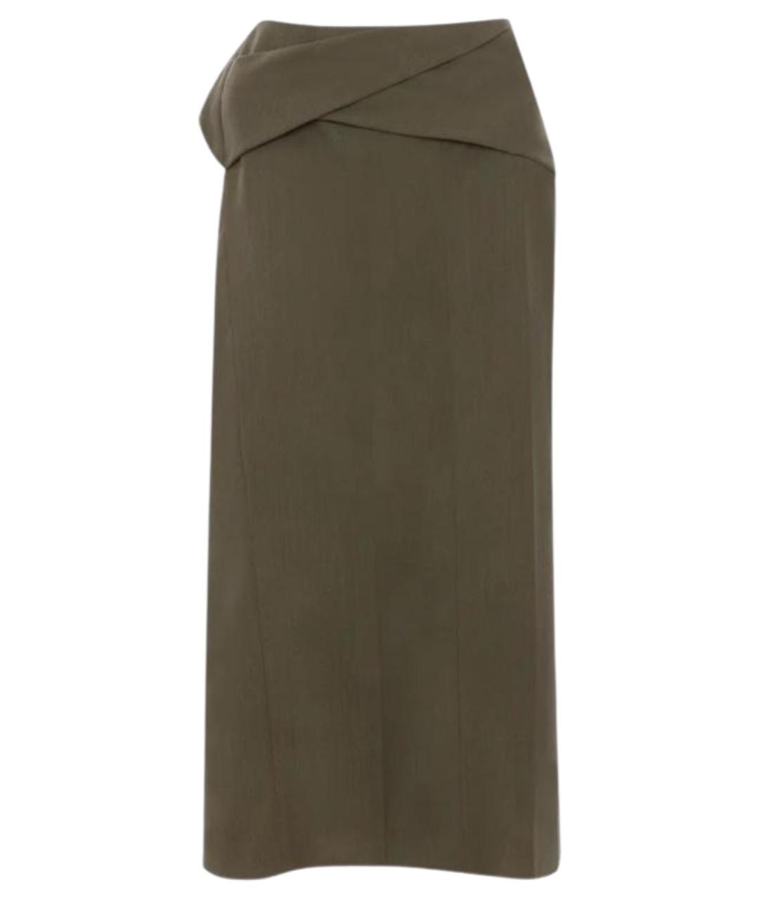 VICTORIA BECKHAM Зеленая шерстяная юбка миди, фото 1