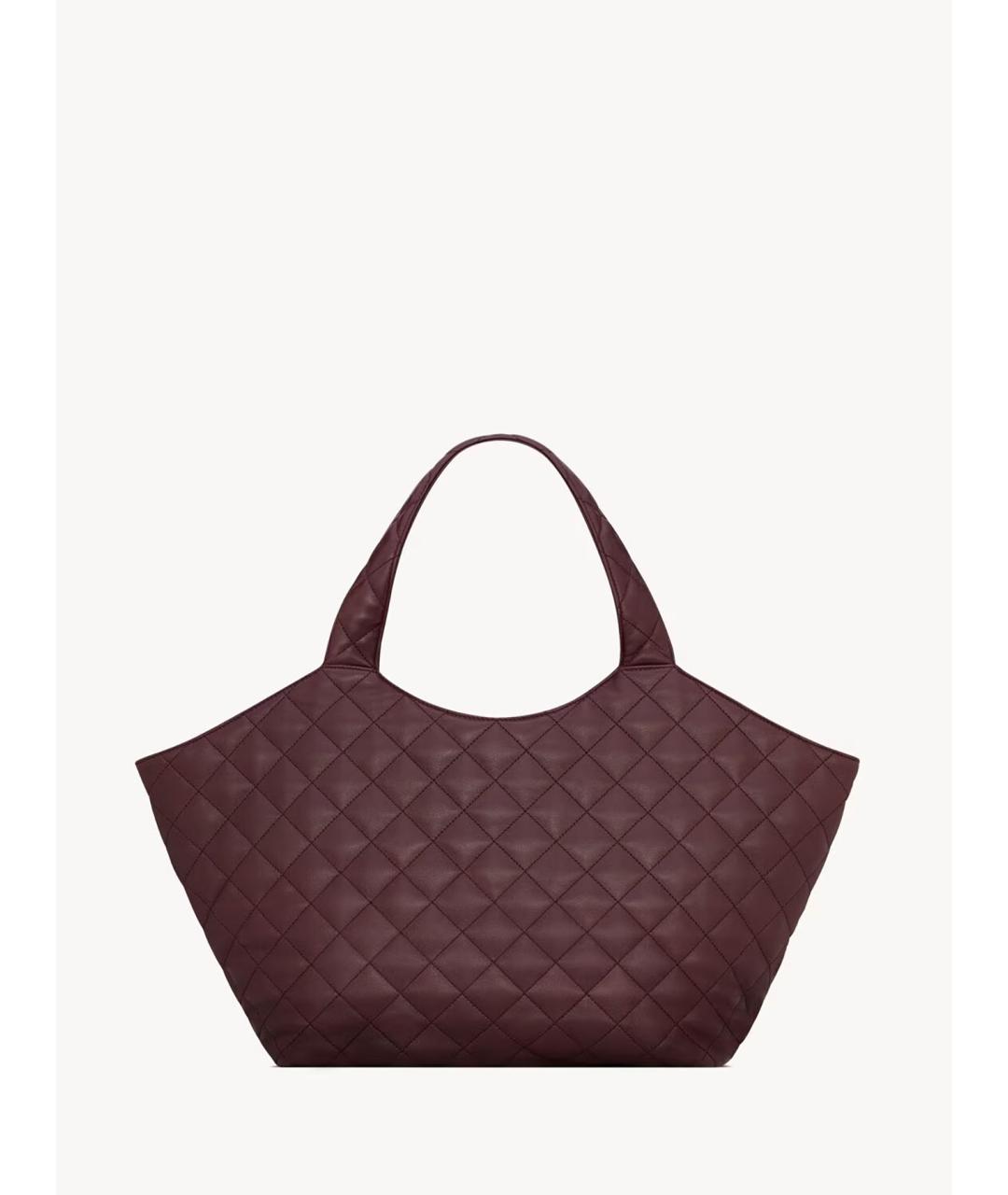 SAINT LAURENT Бордовая кожаная сумка тоут, фото 4