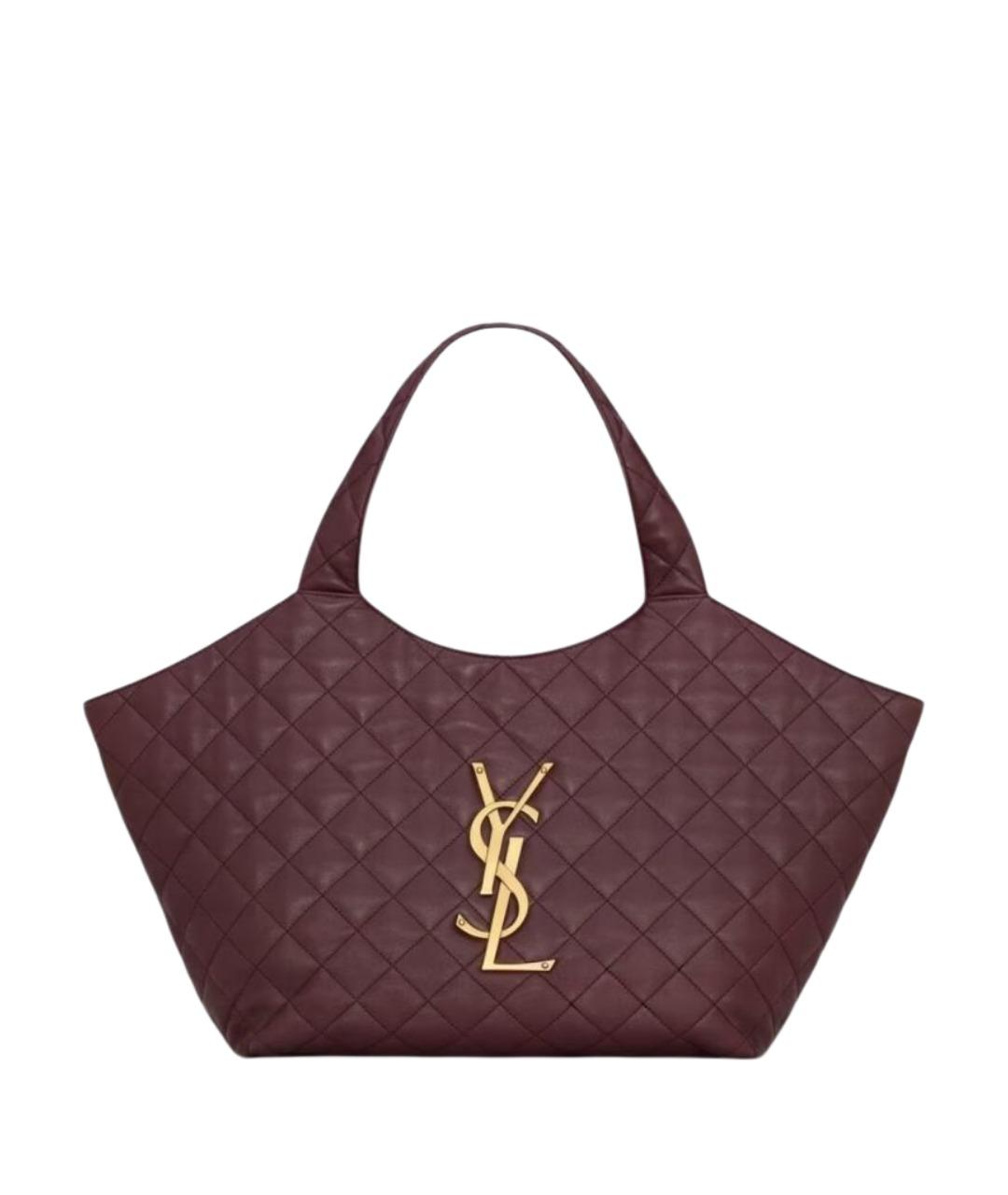 SAINT LAURENT Бордовая кожаная сумка тоут, фото 1