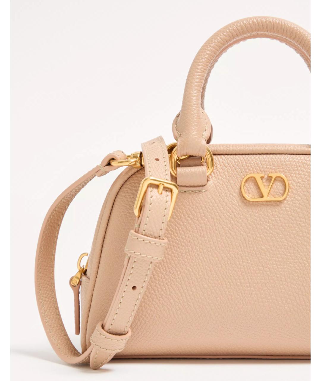 VALENTINO Розовая кожаная сумка тоут, фото 6