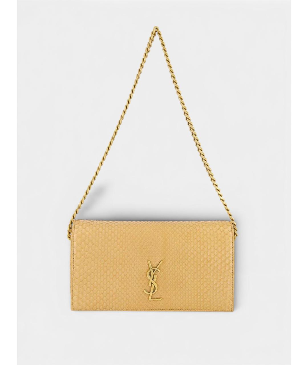 SAINT LAURENT Бежевая сумка через плечо из экзотической кожи, фото 5