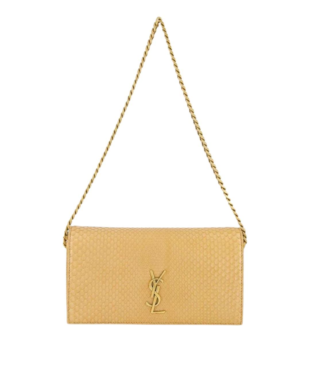SAINT LAURENT Бежевая сумка через плечо из экзотической кожи, фото 1