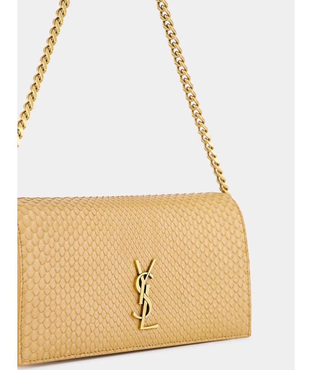 SAINT LAURENT Бежевая сумка через плечо из экзотической кожи, фото 4