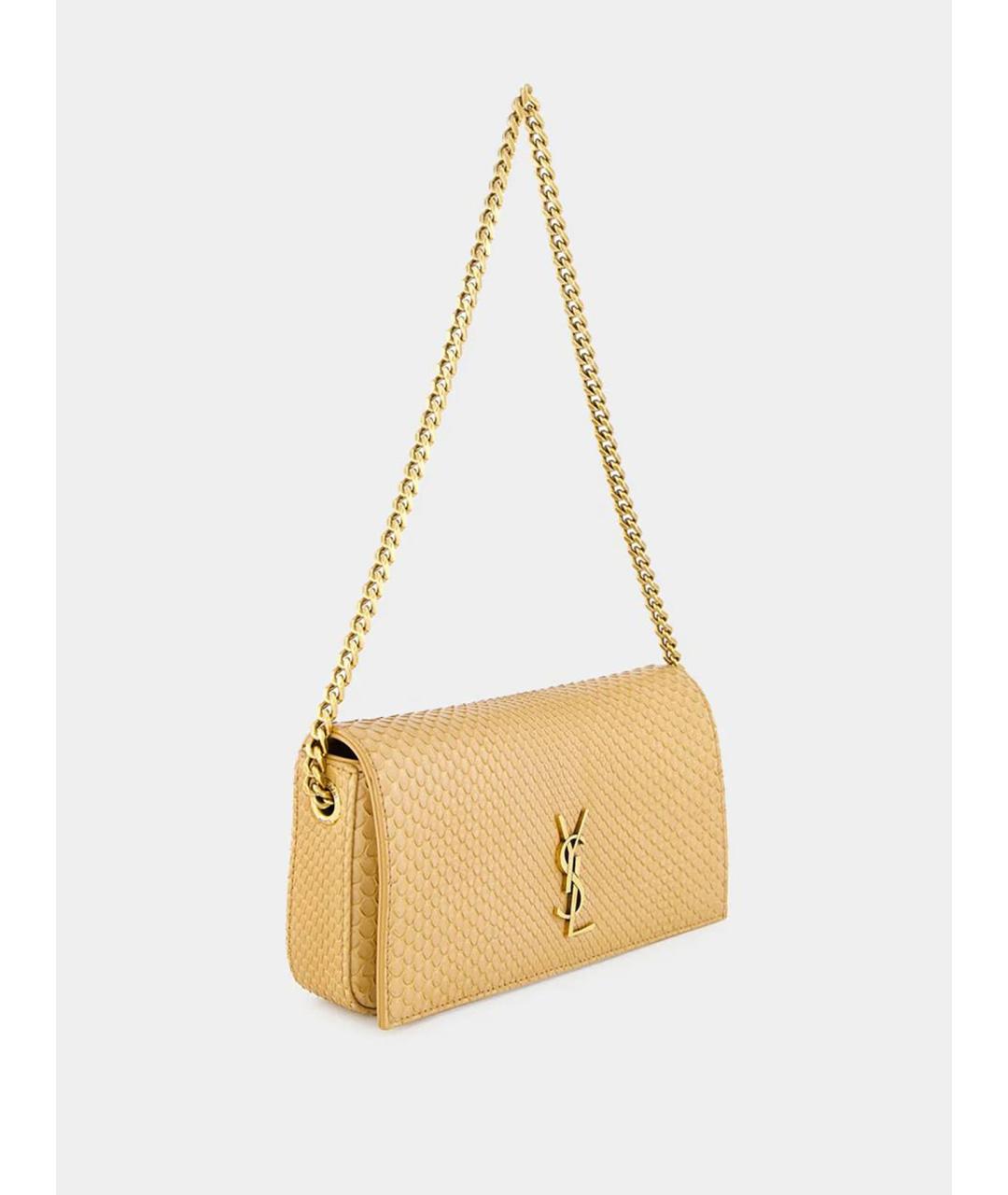 SAINT LAURENT Бежевая сумка через плечо из экзотической кожи, фото 2