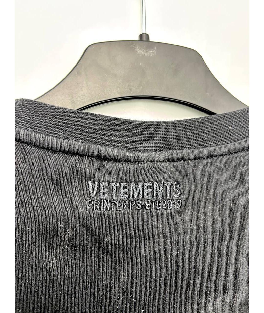 VETEMENTS Черная хлопковая футболка, фото 2