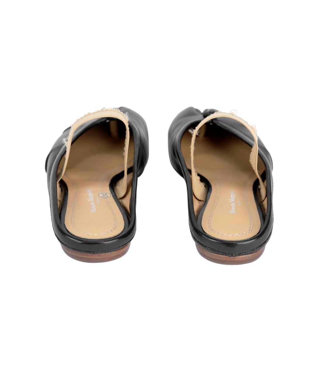 MAISON MARGIELA Черные кожаные мюли, фото 4