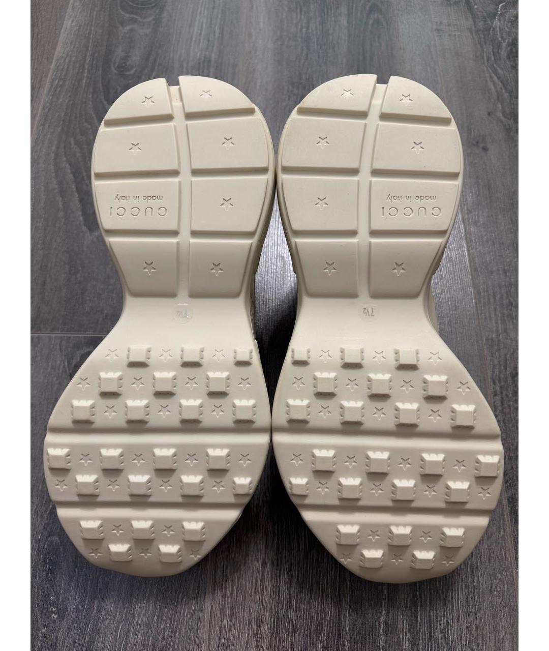 GUCCI Бежевые кожаные кроссовки, фото 8