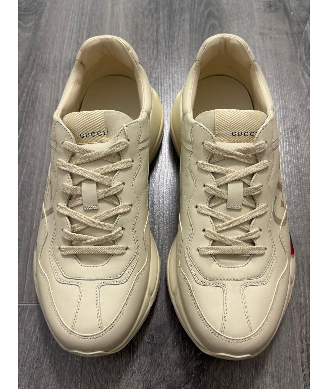 GUCCI Бежевые кожаные кроссовки, фото 3
