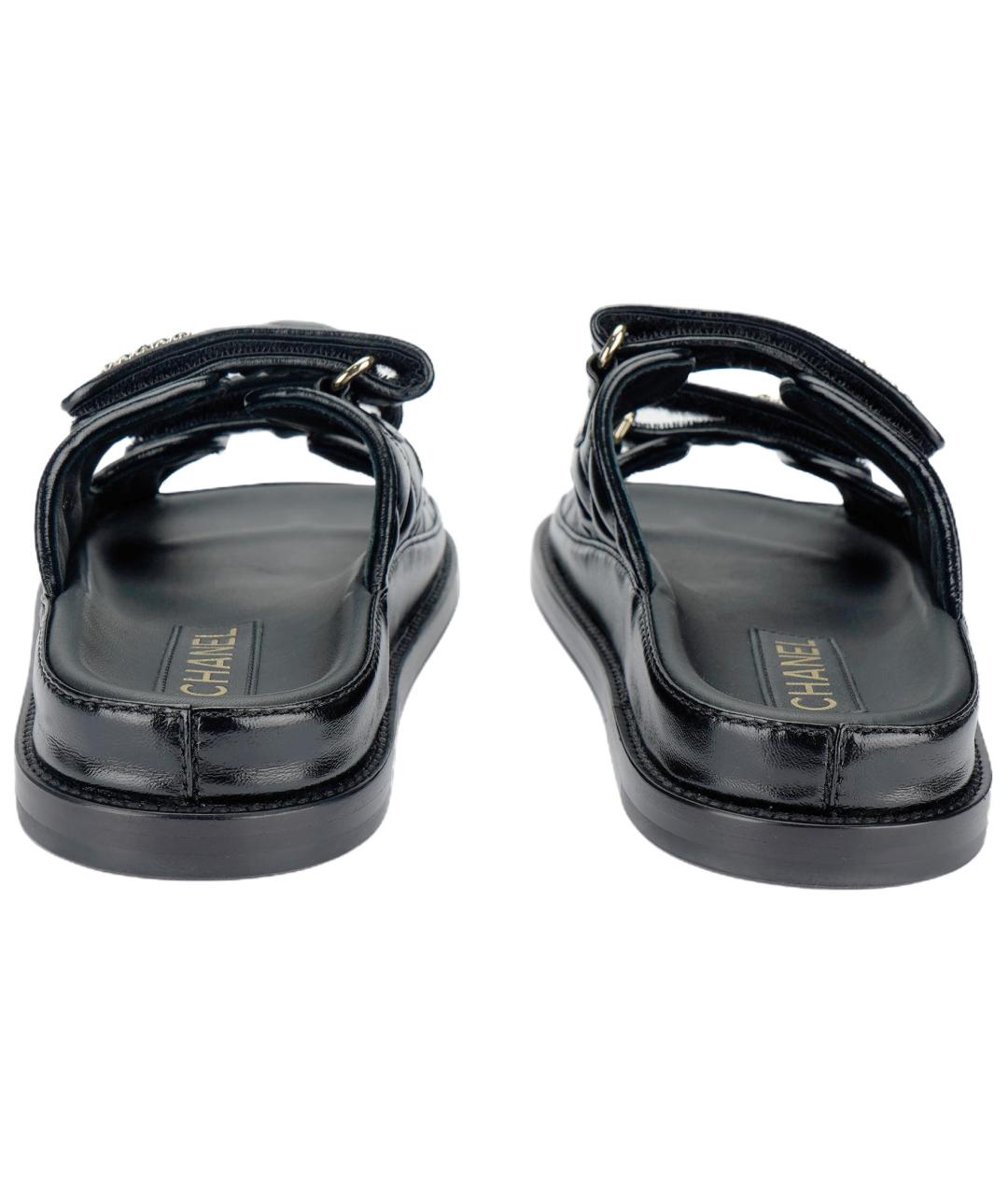 CHANEL Черные кожаные сандалии, фото 4