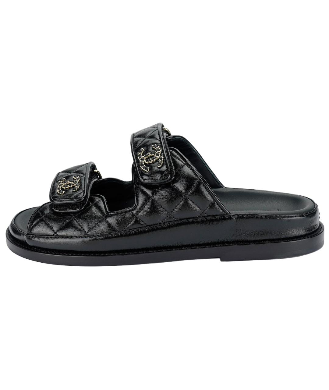 CHANEL Черные кожаные сандалии, фото 6