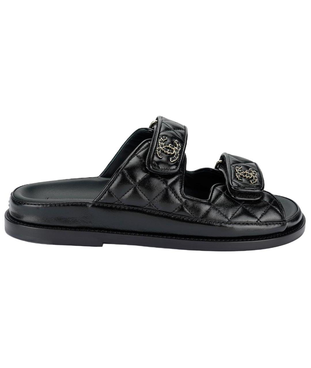 CHANEL Черные кожаные сандалии, фото 1